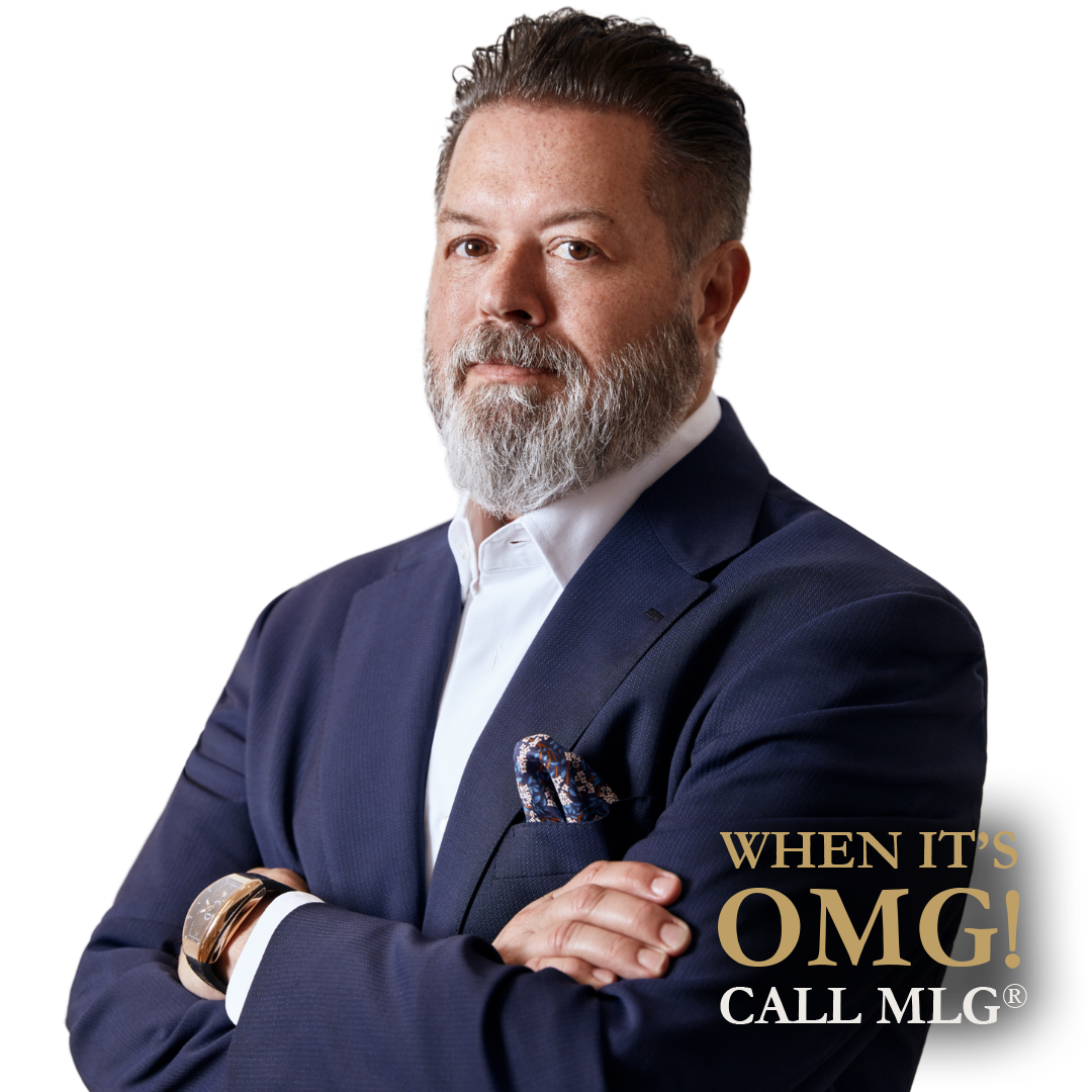 Thomas Morgan with the trademarked tagline WHEN IT'S OMG, CALL MLG®